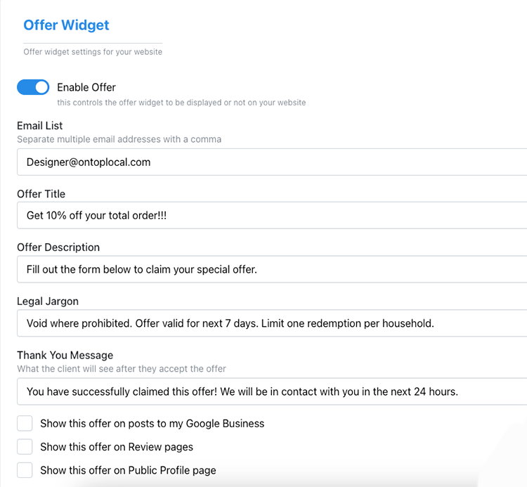 Special Offers Creation Process